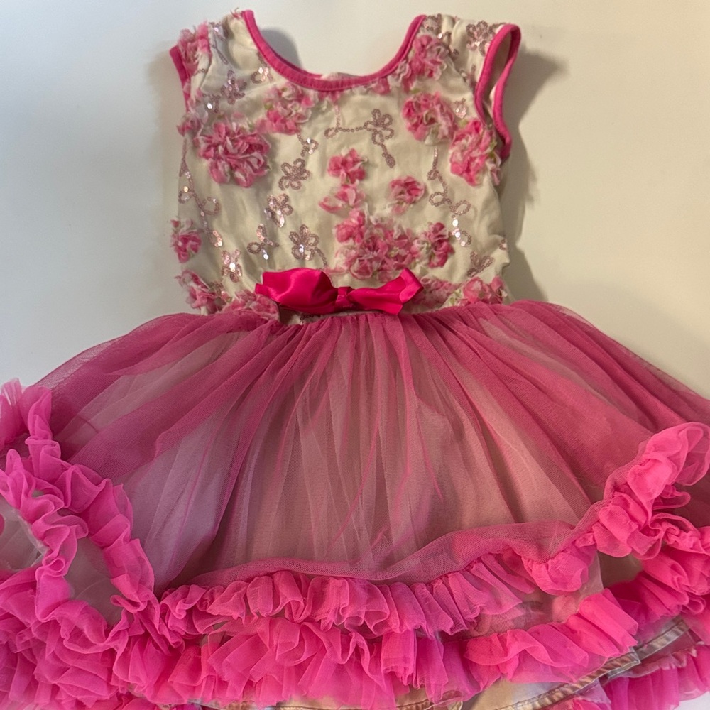 2 Popatu Pink Floral Kids Dresses, Size 4T